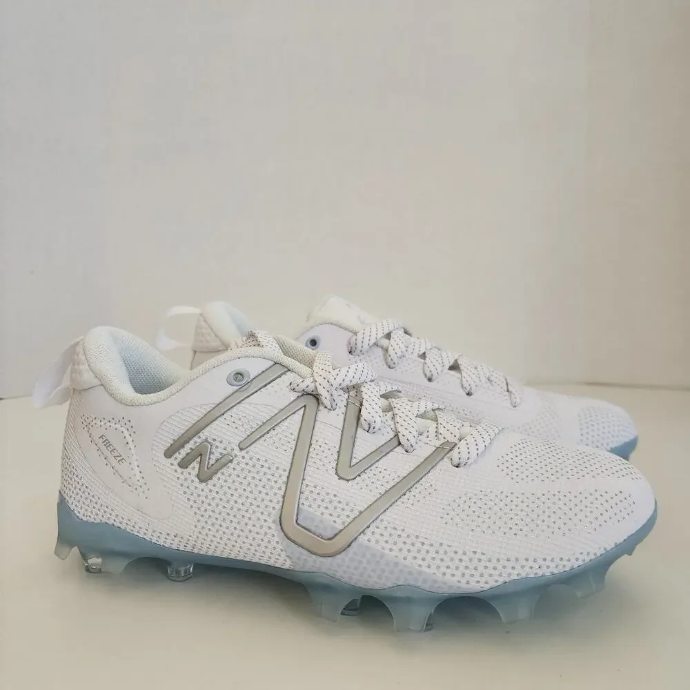 New Balance kids FreezeLX V4 Low Lacrosse Shoe, White, 4.5 Medium US